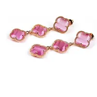 Sophie model 3 Fiori oorringen in zilver roze verguld 3 klavers roze