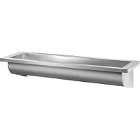 Delabie wasbak Canal, lengte 1200 mm, zonder overloop, afvoer links, materiaal: roestvast staal 1.4301