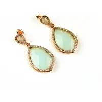 Sophie model Markies oorringen in zilver roze verguld lichtblauwe steen en cubic zirconia
