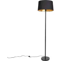 QAZQA Moderne vloerlamp zwart met zwarte kap 45 cm - Simplo