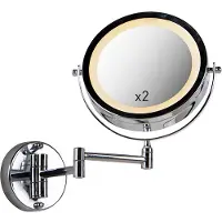 QAZQA Design wandspiegel chroom incl. LED dim to warm verstelbaar IP44 - Vicino