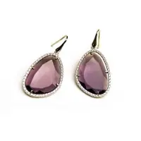 Sophie model Belinda oorringen in zilver met paarse steen en cubic zirconia