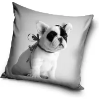 Carbotex Hond met strik - Sierkussen Kussen 40 x 40 cm inclusief vulling