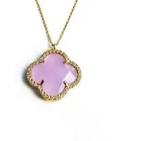 Sophie model Fiori gezet collier in zilver verguld lila klaver en cubic zirconia
