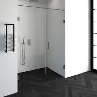 Brauer Void Nis Draaideur 2-delig 150x200cm Greep Midden - Geborsteld RVS PVD - Veiligheidsglas - Douche, Douchedeuren - 8720359359940