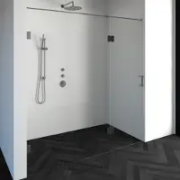 Brauer Void nisdeur 2-delig helder glas 200x200 omkeerbaar met draaideur 70 aan glas incl. glascoating PVD RVS-kleurig