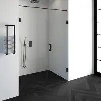 Brauer Void nisdeur 2-delig helder glas 150x200 omkeerbaar met draaideur 70 aan muur incl. glascoating mat zwart