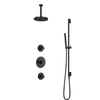 Hotbath Cobber IBS20 inbouw regendoucheset met staafhanddouche aan glijstang en 20cm ronde hoofddouche aan 15cm plafondarm chroom