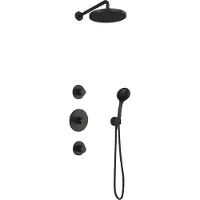 Hotbath Cobber IBS20 inbouw regendoucheset met ronde handdouche aan houder en 30cm ronde hoofddouche aan 40cm wandarm chroom
