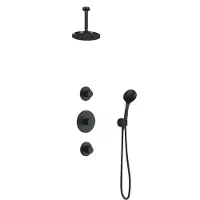 Hotbath Cobber IBS20 inbouw regendoucheset met ronde handdouche aan houder en 20cm ronde hoofddouche aan 15cm plafondarm chroom