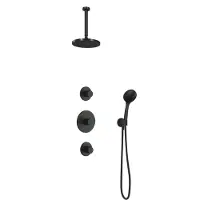 Hotbath Cobber IBS20 Inbouw Doucheset - 3-standen Handdouche - 20cm Hoofddouche - 30cm Plafondbuis - Wandsteun - Chroom - Messing - Kranen, - Kranen, Douchekranen, Douchesets, Inbouw douchesets