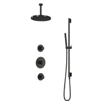 Hotbath Cobber IBS20 inbouw regendoucheset met staafhanddouche aan glijstang en 30cm ronde hoofddouche aan 15cm plafondarm chroom