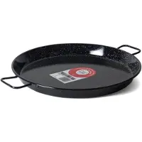 Gerimport paellapan 30 cm RVS/bijenwas zwart
