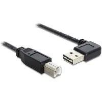 DeLOCK Easy-USB-A haaks (links/rechts) naar USB-B kabel - USB2.0 - tot 2A / zwart - 2 meter
