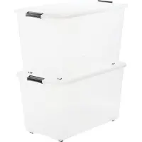 Iris Topbox Opbergbox - 70L - Kunststof - Met wielen - Transparant - Set van 2