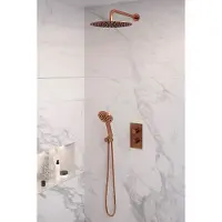 Brauer Copper Edition complete inbouw regendouche met 3 standen handdouche, gebogen wandarm en hoofddouche 30cm set 34 koper geborsteld PVD