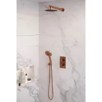 Brauer Copper Edition complete inbouw regendouche met 3 standen handdouche, rechte wandarm en hoofddouche 20cm set 31 koper geborsteld PVD
