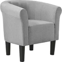 En.casa Kuipstoel Ariel schelpen fauteuil stof 70x70x58 cm grijs