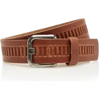 Timbelt Leren Geperforeerde Sleufjesriem Riem voor Dames en Heren - Breedte 4 cm - Sleufjes Riem Echt Leer - cognac - Riemmaat 125 - Totale lengte 140 cm