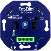 EcoDim Led dimmer inbouw 0-300W | Fase aan- en afsnijding (RLC) | DIM.01