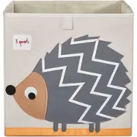 SES Creative Opbergdoos van stof 3 Sprouts - Egel - Grijs - 33x33x33 cm