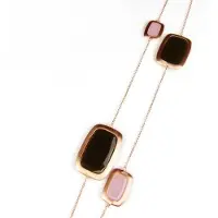 Sophie Zilveren halsketting halssnoer collier roos goud verguld Model Color Power gezet met roze en bruine stenen