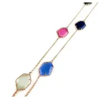 Sophie Zilveren halsketting halssnoer collier roos goud verguld Model Hexagon gezet met multicolor stenen