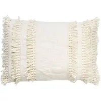 Dutch decor - FARA - Sierkussen 40x60 cm - 100% katoen - met franjes - Snow White - wit