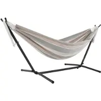 VIVERE Combo Sunbrella hangmat met standaard (280 cm) (Kleur: wit/beige/grijs)