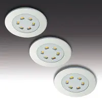 Hera Set van 3 LED inbouwlamp R 55, alu / grijs / zink, Keuken, metaal, Modern