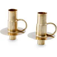 Vtwonen Set/2 Bottle Candle Holders Metal Gold 7x8.5cm
