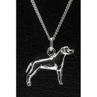 MOOYE ® - Collectie Zilveren Amerikaanse staffordshire terrier oren ongecoupeerd ketting hanger - groot