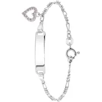 Lucardi Meisjes Armbandje met hanger met plating - Hart - Zirkonia - Cadeau - Echt Zilver - Zilverkleurig