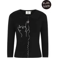 Dancing Days Banned Cat Scallop Collar 40's Cardigan Zwart