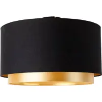 QAZQA Moderne plafondlamp zwart met goud 47 cm duo kap - Combi