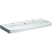Geberit Smyle Square - Dubbele wastafel 120x48 cm, met overloop, 2 kraangaten, wit 500.253.01.1