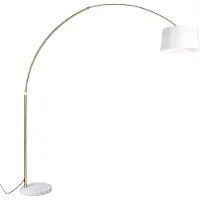 QAZQA Boogbooglamp messing met witte stoffen kap 50 cm - XXL