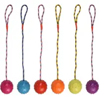 Flamingo Hondenspeelgoed rubber bal met touw