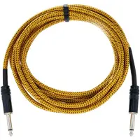 Cordial 14765 Jackplug Audio Aansluitkabel [1x Jackplug male 6,3 mm (mono) - 1x Jackplug male 6,3 mm (mono)] 5 m Zwart, Geel Textielmantel