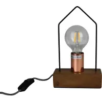 Housevitamin tafellamp - houten / koperen lamp huis - 25cm