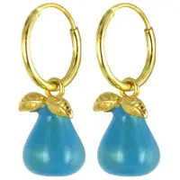 New Bling 9SIL-21309 Zilveren Oorringen - Dames - Met Bedeltje - Peer - 14 mm - 12 mm Doorsnee - Zilver - Gold Plated (Verguld / Goud op Zilver)