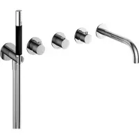 Hotbath Cobber CB7172EXT afbouwdeel inbouwthermostaat met staafhanddouche aan houder, 2 stopkranen en uitloop chroom