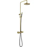 Hotbath Doucheset cobber met ronde handdouche 30 cm hoofddouche geborsteld messing pvd