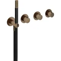 Hotbath Cobber CB7171EXT afbouwdeel inbouwthermostaat met staafhanddouche aan houder en 2 stopkranen verouderd messing