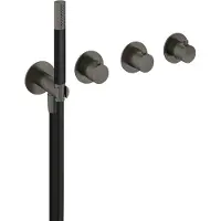 Hotbath Cobber CB7171EXT afbouwdeel inbouwthermostaat met staafhanddouche aan houder en 2 stopkranen verouderd ijzer