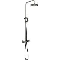 Hotbath Cobber SDS9 opbouw regendoucheset met ronde handdouche en 30cm ronde hoofddouche aan glijstang verouderd ijzer