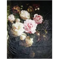 Clayre & Eef Plaid 130x170 cm Zwart Roze Polyester Rechthoek Bloemen Deken Zwart Deken