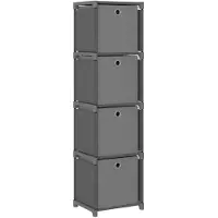 vidaXL Kast met 4 vakken met boxen 69x30x72,5 cm stof grijs