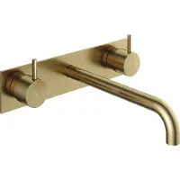 Hotbath Cobber inbouw wastafelkraan 25cm met plaat geborsteld messing