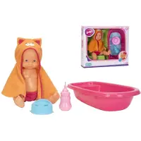 Falca plas en drinkpop met badje 38 cm 4 delig